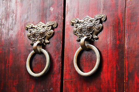 two brass-colored door knockers thumbnail