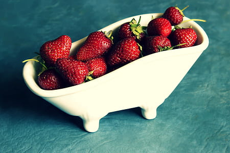 strawberries on white bowl thumbnail