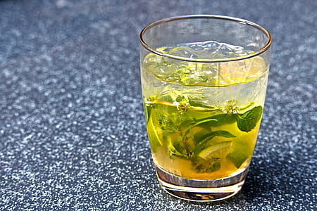 green leaves filled glass cup thumbnail