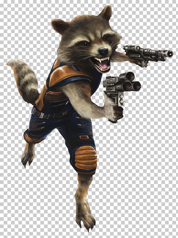 Rocket Raccoon Thanos Star-Lord Groot Nebula, raccoon, wild animal holding guns illustration PNG clipart