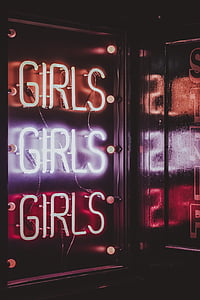 white, purple, and red Girls neon light signage thumbnail