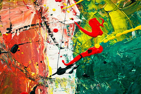 Green, White, and Red Abstract Painting thumbnail