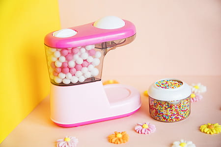 filled pink gumball dispenser thumbnail