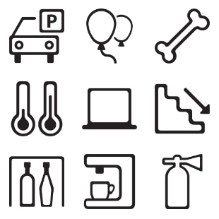 Amenities - Outline svg vector icon sets