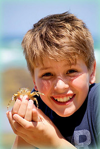 boy holding brown crab thumbnail
