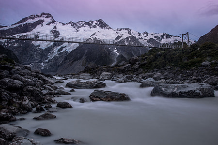 Landscape shot of snow-covered mountains in New Zealand thumbnail