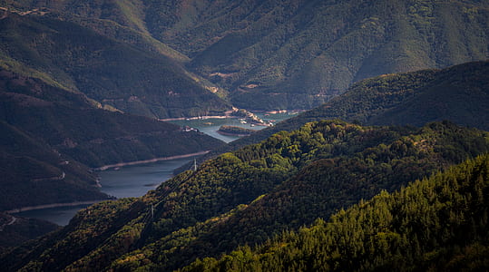 landscape, mountains, nature, water thumbnail