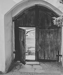 wood, black-and-white, street, house thumbnail