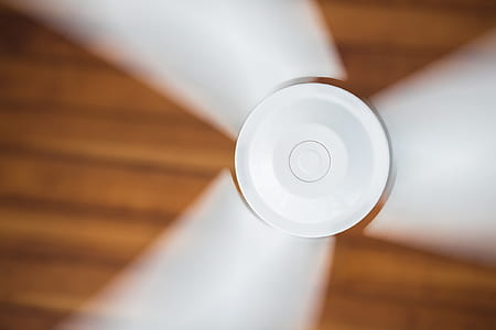 white 3-blade ceiling fan turned on thumbnail