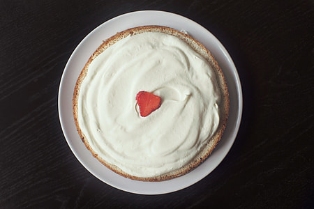 Strawberry Cake Plate Wood Table thumbnail