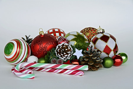 bauble, pine cone, and candy cane thumbnail