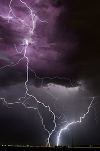lightning arc during night time thumbnail