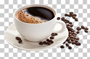 Iced coffee Latte Tea Cafe, Cup of coffee beans, black ceramic cup filled with brown coffee PNG clipart