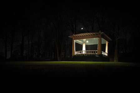 light pergola near trees at night thumbnail
