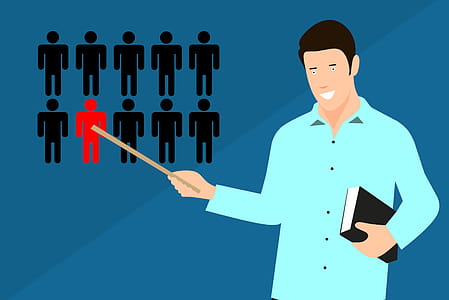 Illustration of man pointing out individual for leadership. thumbnail