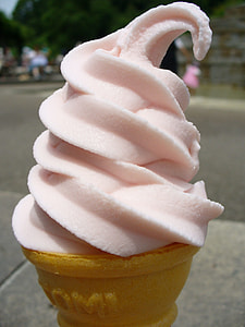 pink ice cream on brown cone thumbnail