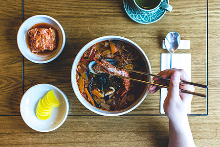 Eating Korean seafood stew thumbnail