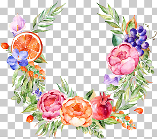 Floral design Watercolor painting Grape Flower, Watercolor floral decoration, pink and purple flowers wreath illustration PNG clipart