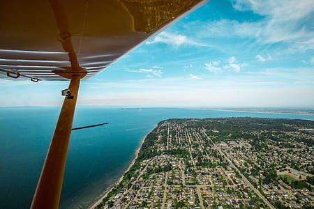 aerial view photography of buildings and sea thumbnail