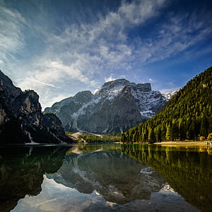 mountain ranges reflecting in body of water thumbnail