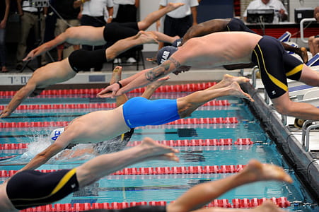 men jump into the pool thumbnail