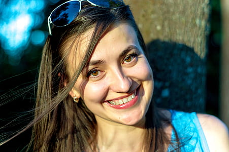 woman smiling white taking selfie thumbnail