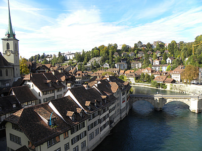 top-view angle photo of house near of bridge thumbnail