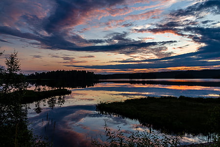 lake over multicolored cloud formation at twilight thumbnail