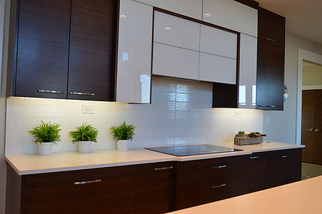 white and brown wooden kitchen cabinet thumbnail