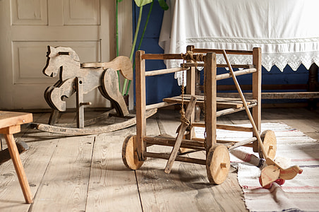 brown wooden wheeled rack thumbnail