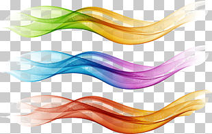 Three color waves elegant dividing line, multicolored illustration PNG clipart