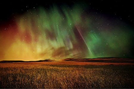 low light photo of grass field under nebula thumbnail