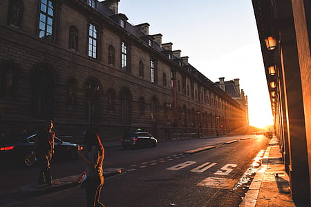 city, cars, road, sunset thumbnail