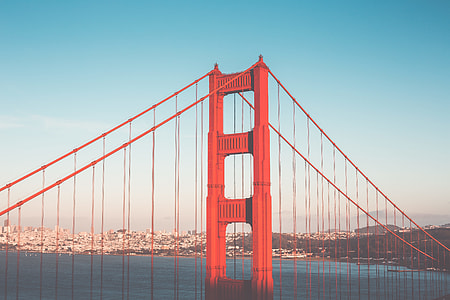 Pillar of Golden Gate Bridge in San Francisco Vintage Edit thumbnail