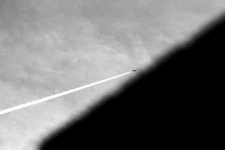 plane, sky, clouds, trail thumbnail