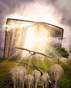 photo of eagle and elephants thumbnail