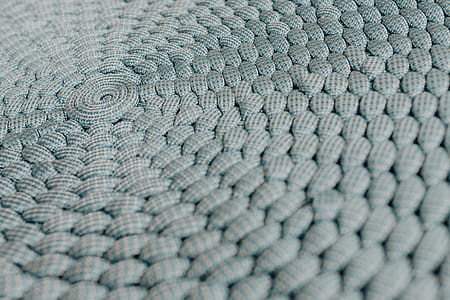 Blue knitted pouf thumbnail