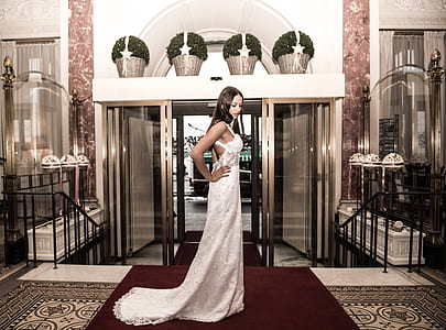 women's white spaghetti strap long dress thumbnail