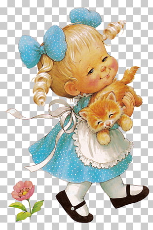 Child Girl Infant , Cute Girl with Cat Free , girl holding brown cat illustration PNG clipart