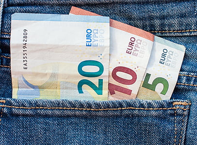 35 Euro banknotes on pocket thumbnail