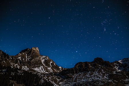 snow capped mountains under the starry skies thumbnail