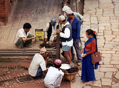People at a food market in Kathmandu, Nepal thumbnail