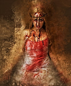 red dressed woman painting thumbnail