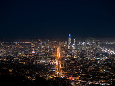 birds eye photography of lighted high-rise building during nighttime thumbnail