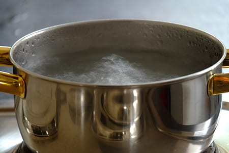 water boiling in silver metal pot thumbnail