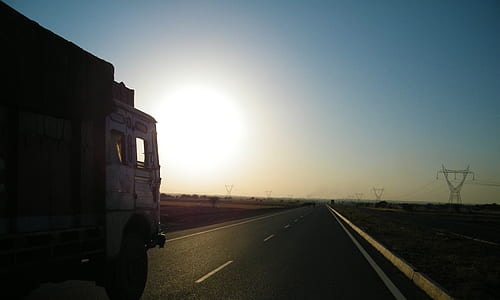 box truck moving towards street thumbnail