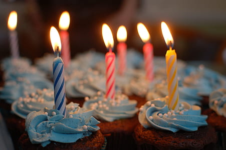 cupcakes with lighted candles lot thumbnail