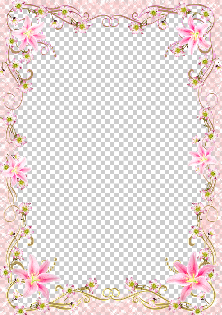 Frame Template, Floral Border Frame romantic pink line, pink flowers frame PNG clipart
