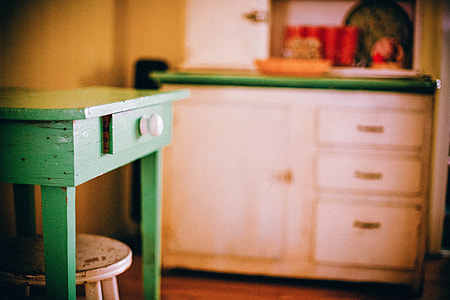 square green and white wooden side table thumbnail