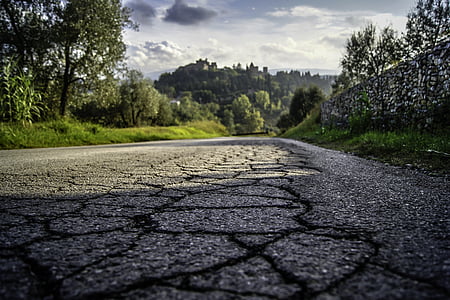 gray asphalt road with crack thumbnail